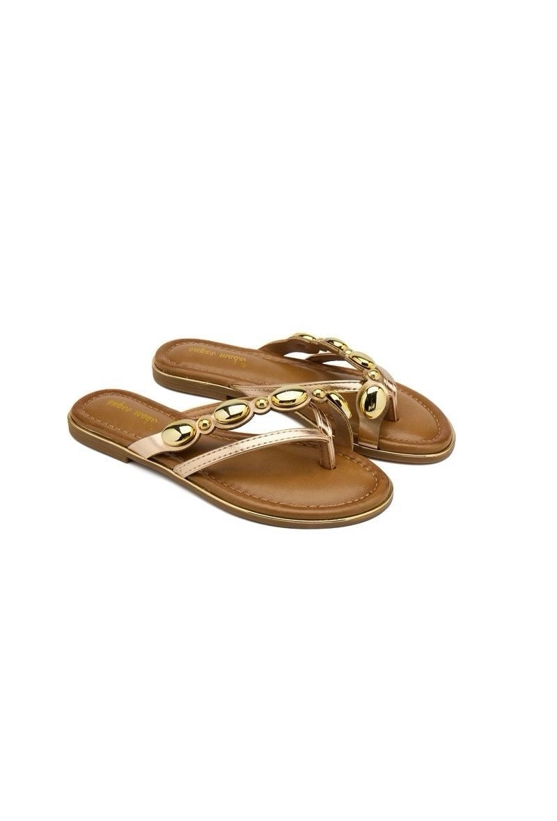 Tongs avec bride, finition feston et ornement doré - 8892