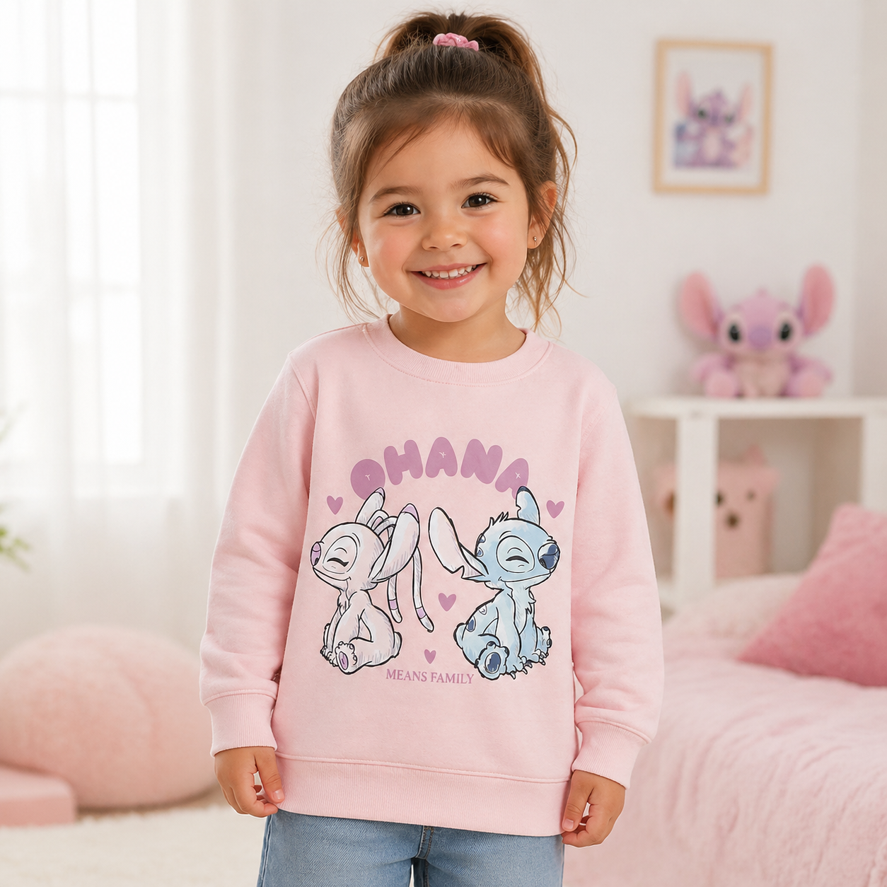SWEAT-SHIRT STITCH ET ANGEL EN COTON À POINT BROSSÉ - 2900002458